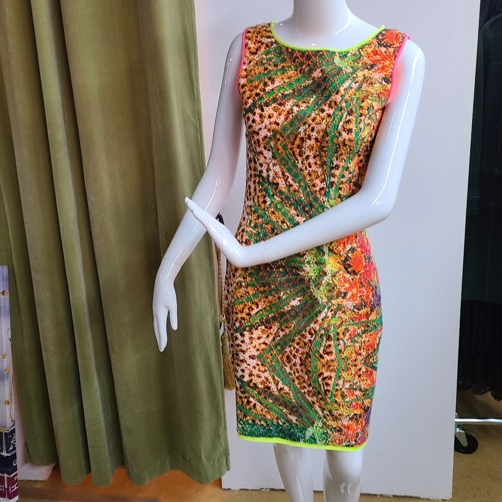 NWT Elie Tahari STUNNING Claudia Tropical Eyelet Leopard Print Sheath Dress - Picture 2 of 16